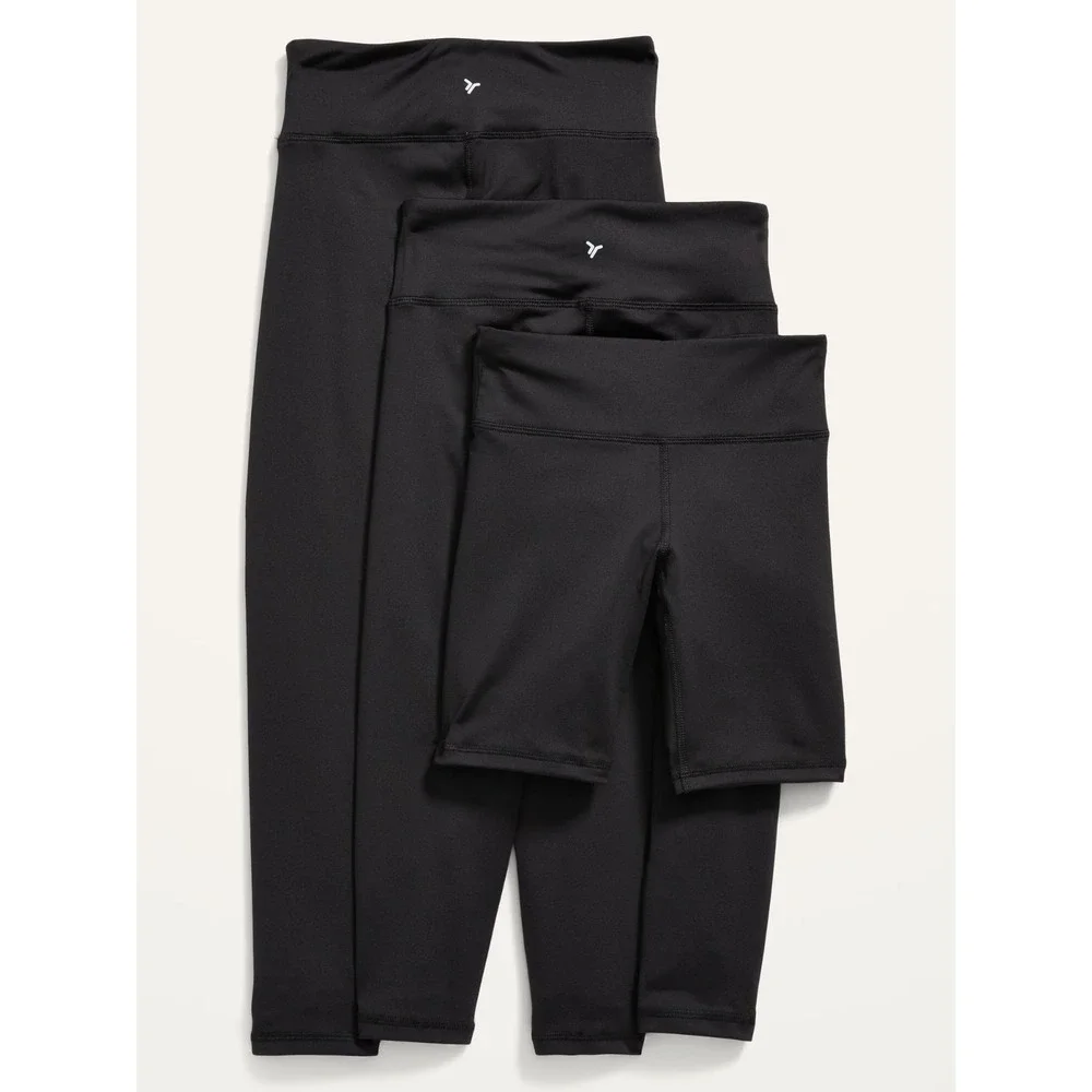 Old Navy Girl's PowerPress‎ Leggings & Biker Shorts 3-Pack - Black - Small 6/7